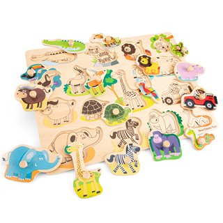 New Classic Toys - Steckpuzzle - Safari - 16 Stück